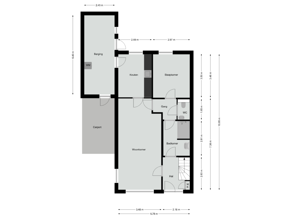 Bekijk plattegrond van Begane grond van Op de Berg 17