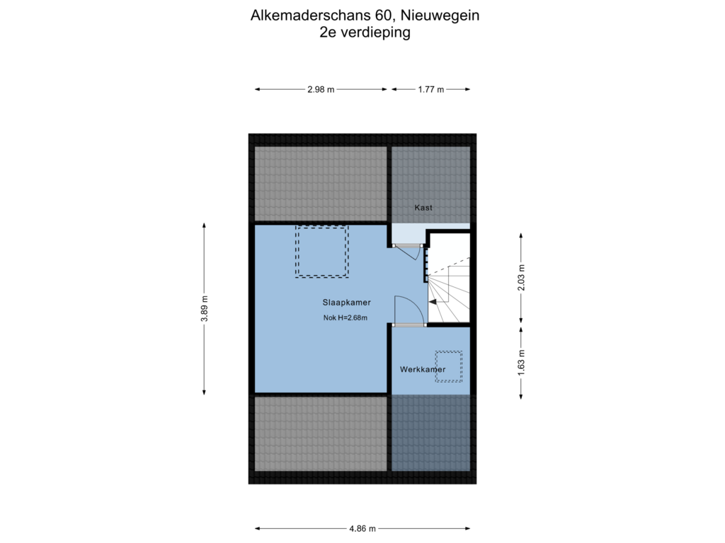 View floorplan of 2e verdieping of Alkemaderschans 60