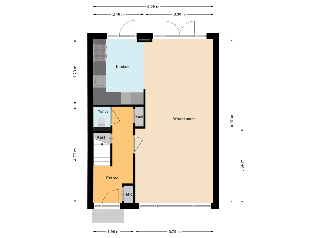 Bekijk plattegrond van Begane grond van Nassaudreef 45