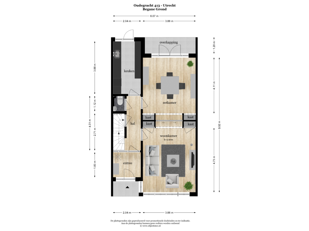 Bekijk plattegrond van Begane Grond van Oudegracht 413