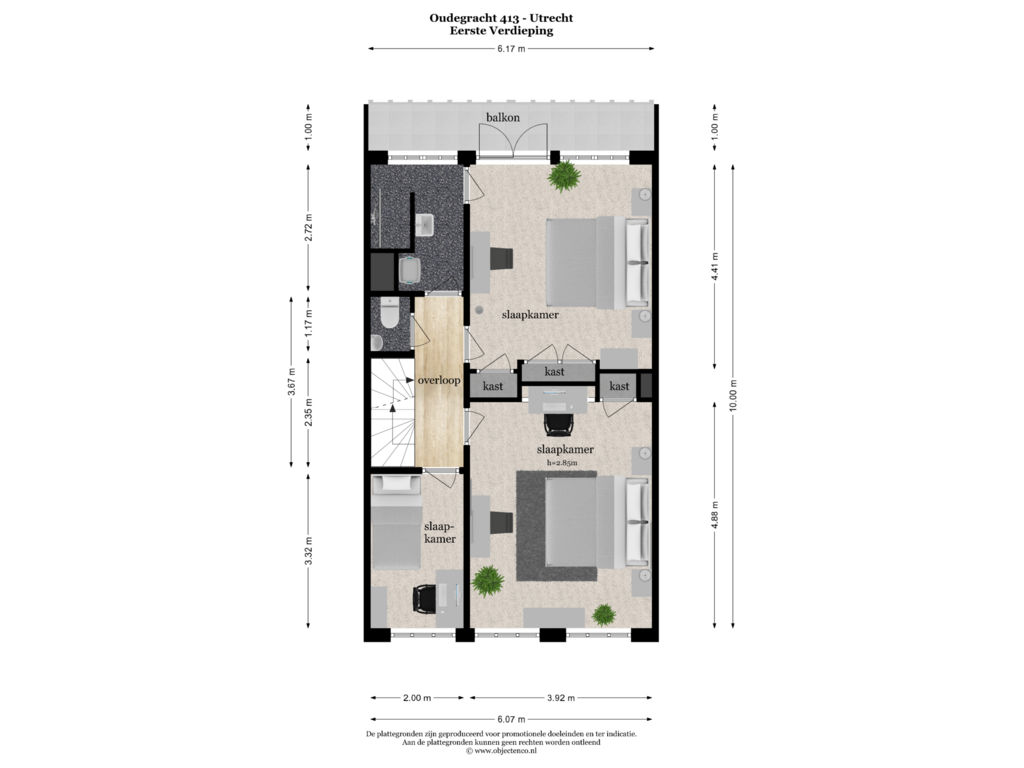 Bekijk plattegrond van Eerste Verdieping van Oudegracht 413