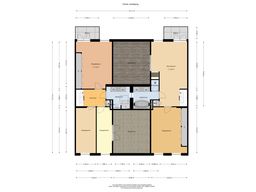 View floorplan of Vierde verdieping of Zuiderplantsoen 56