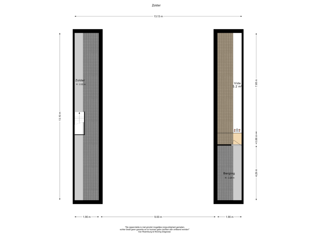 View floorplan of Zolder of Zuiderplantsoen 56