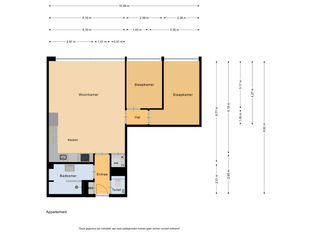 View floorplan of Appartement of Dubbelebuurt 2-A9