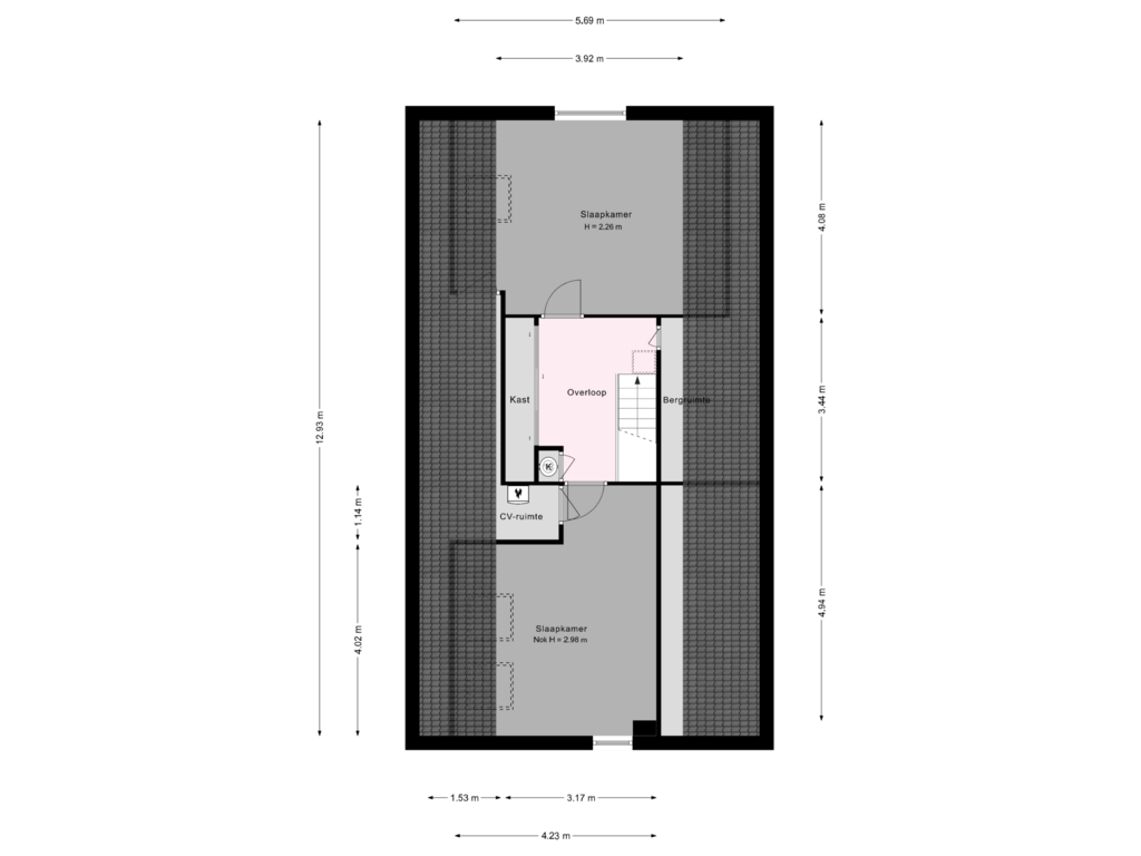 Bekijk plattegrond van 1e verdieping van Terborgseweg 13-B