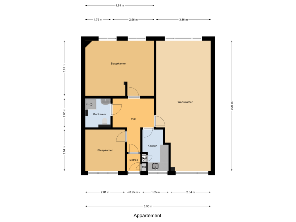 View floorplan of Appartement of Broersvest 109-B