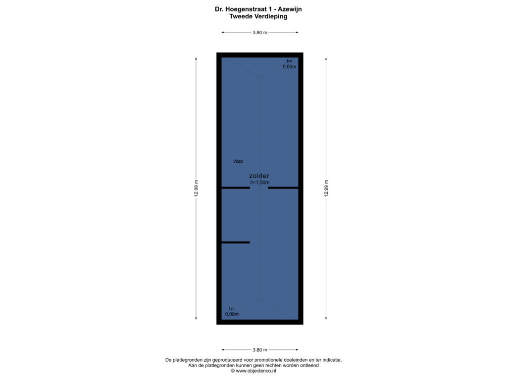 View floorplan of Tweede Verdieping of Dr Hoegenstraat 1