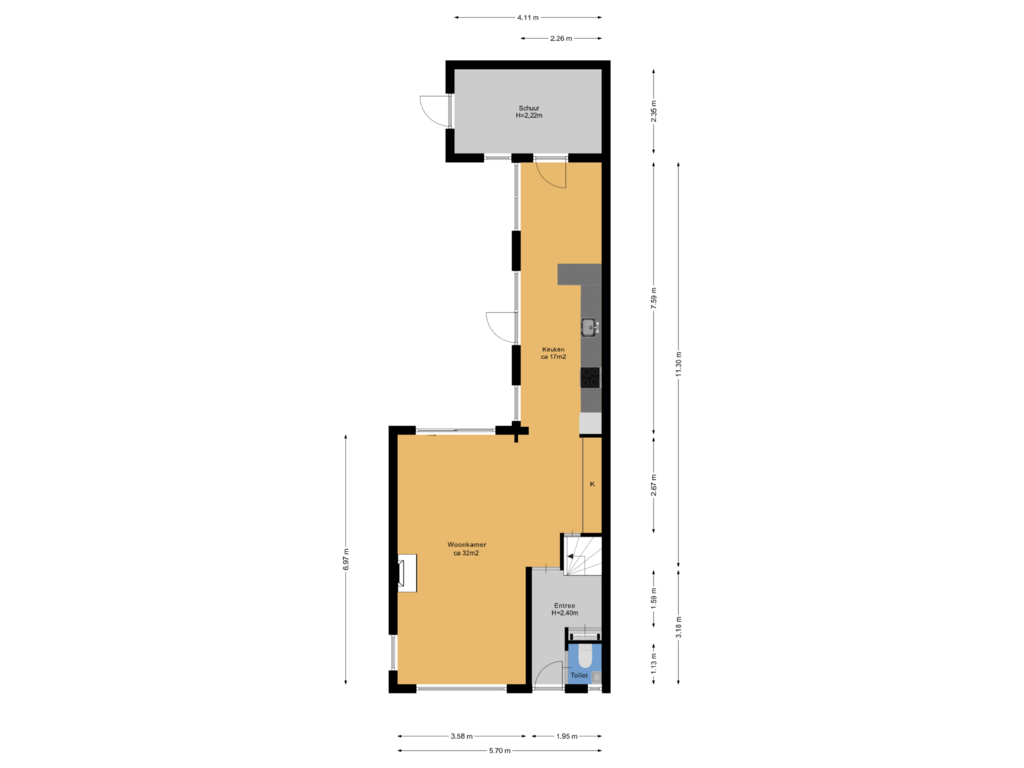 Bekijk plattegrond van Begane grond van Marmontweg 50