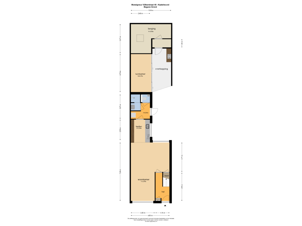 Bekijk plattegrond van BEGANE GROND van Monseigneur Völkerstraat 48