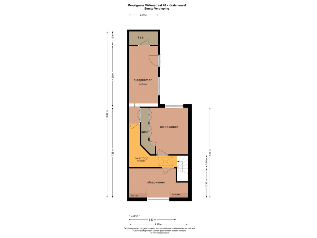 Bekijk plattegrond van EERSTE VERDIEPING van Monseigneur Völkerstraat 48