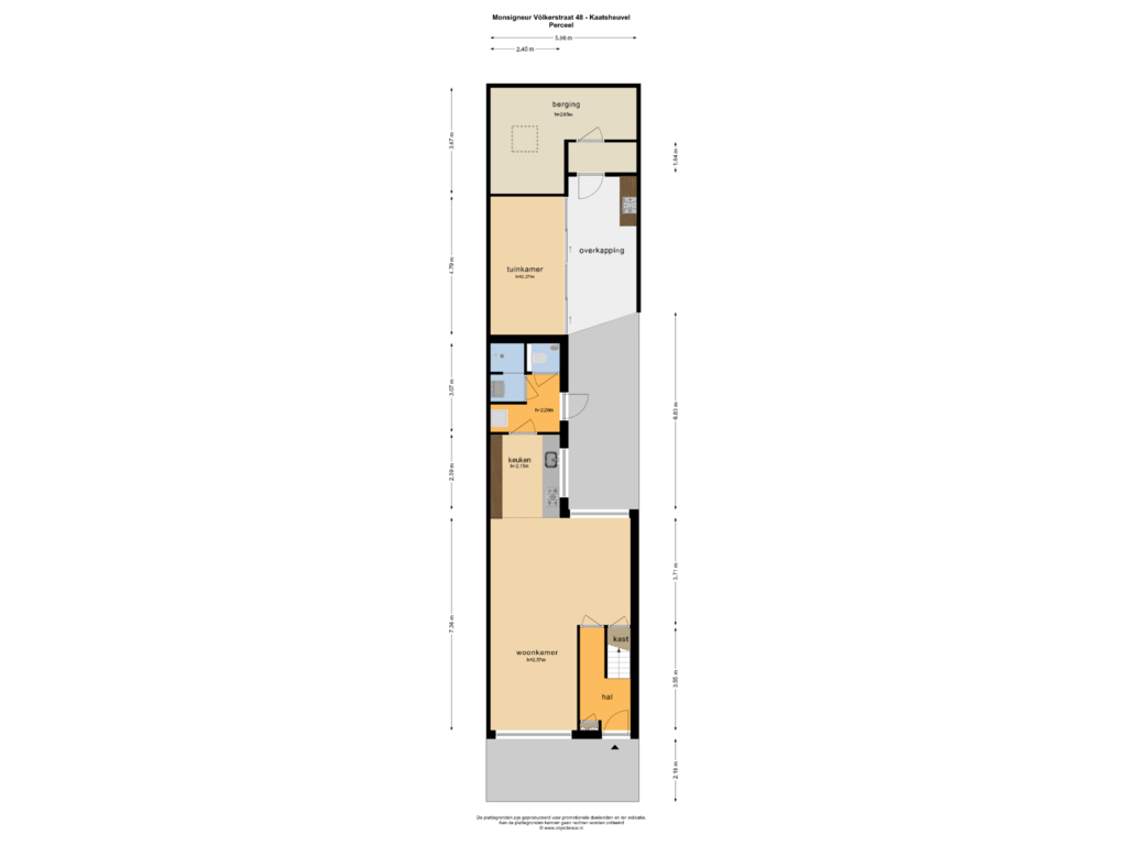 Bekijk plattegrond van PERCEEL van Monseigneur Völkerstraat 48