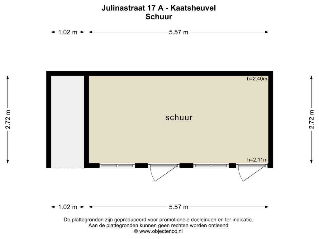 Bekijk plattegrond van SCHUUR van Julianastraat 17-A