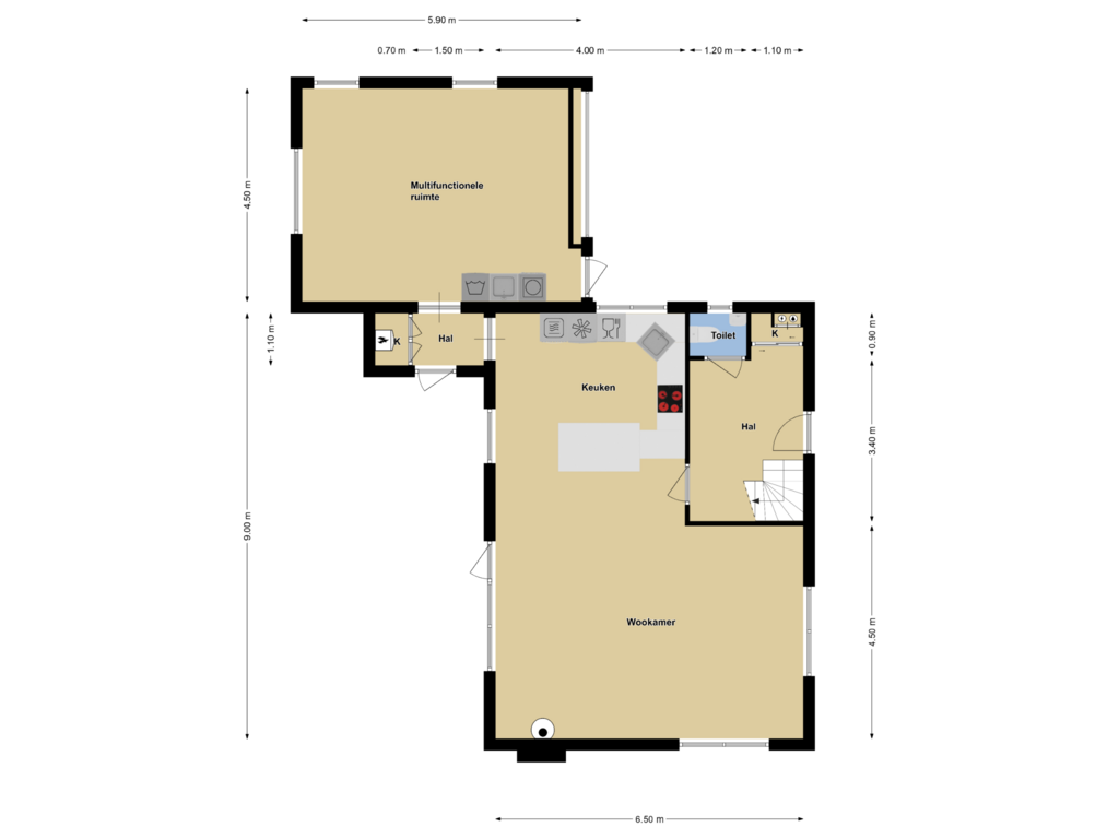 View floorplan of Begane grond of Slopsestraat 1