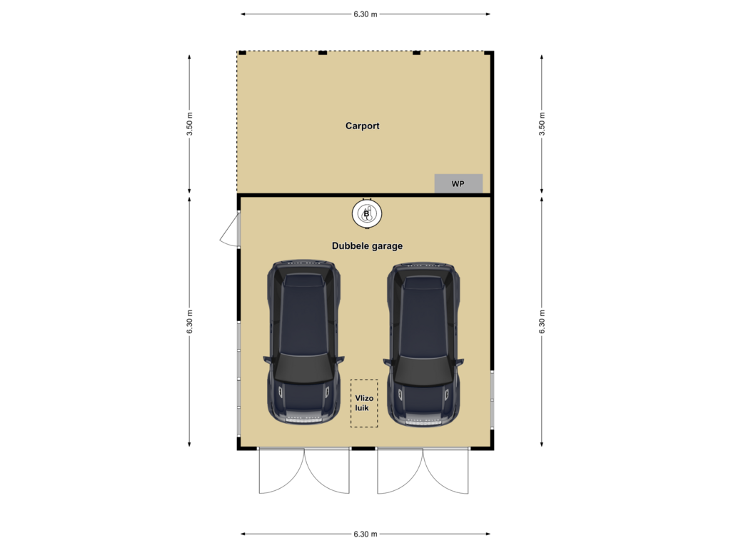 View floorplan of Garage + carport of Slopsestraat 1