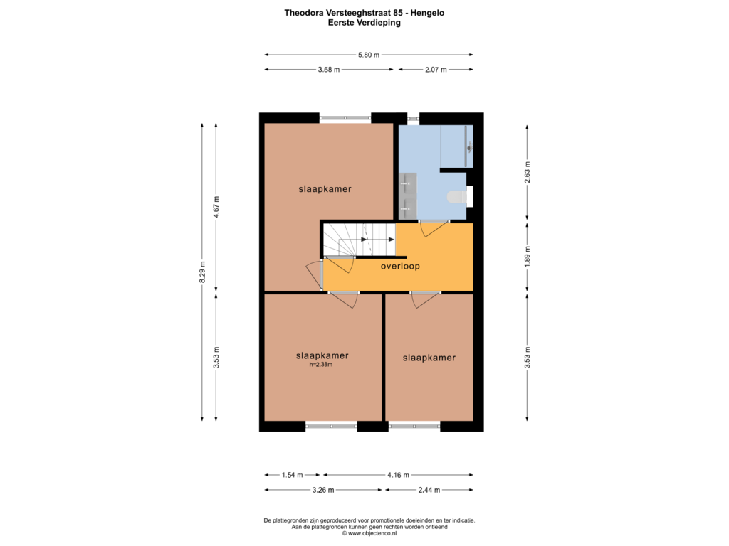 Bekijk plattegrond van EERSTE VERDIEPING van Theodora Versteeghstraat 85