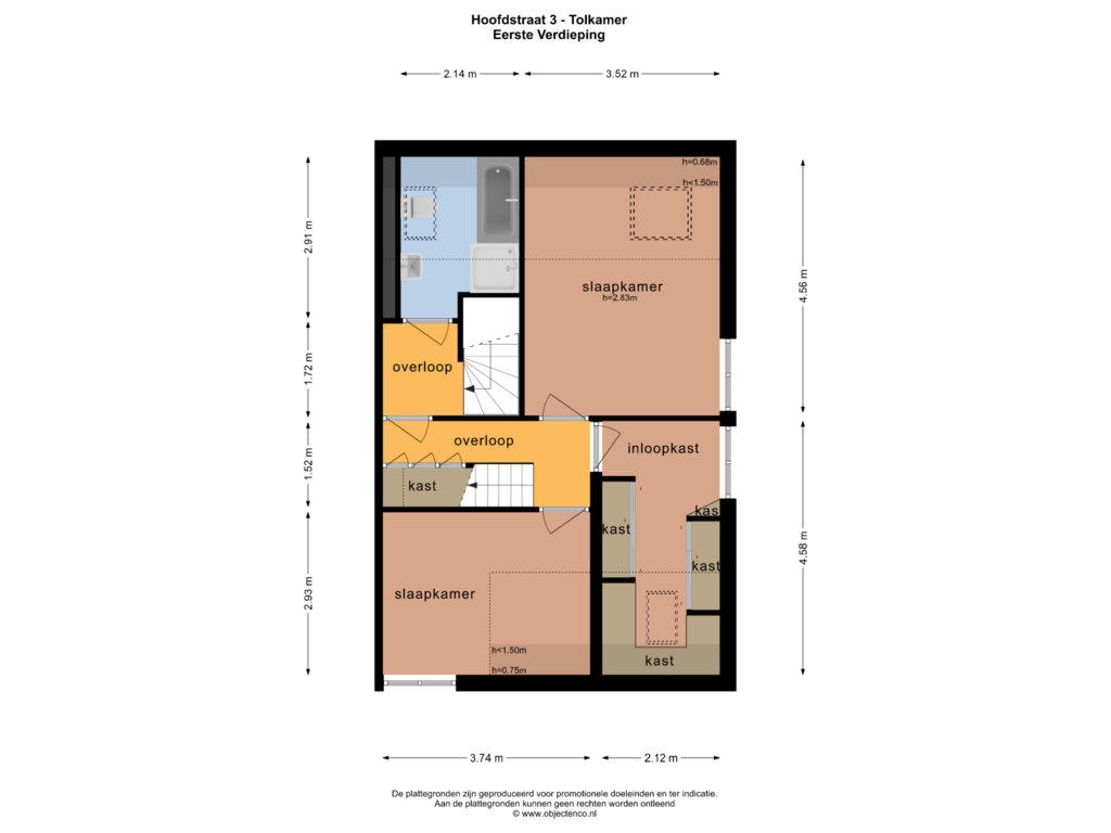 Bekijk plattegrond van Eerste Verdieping van Hoofdstraat 3