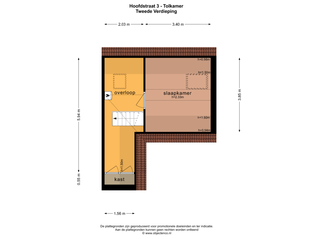 Bekijk plattegrond van Tweede Verdieping van Hoofdstraat 3