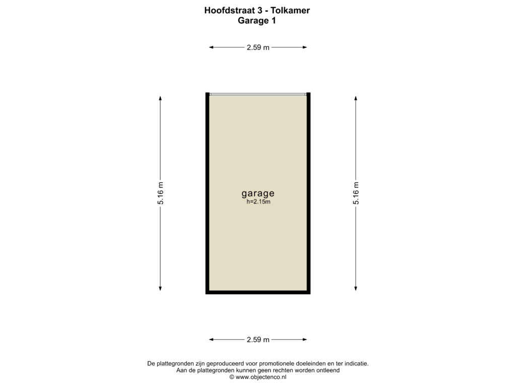 Bekijk plattegrond van Garage 1 van Hoofdstraat 3