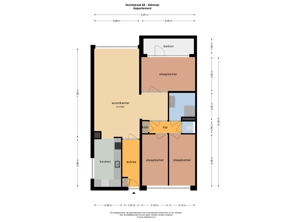 View floorplan of APPARTEMENT of Vechtstraat 68