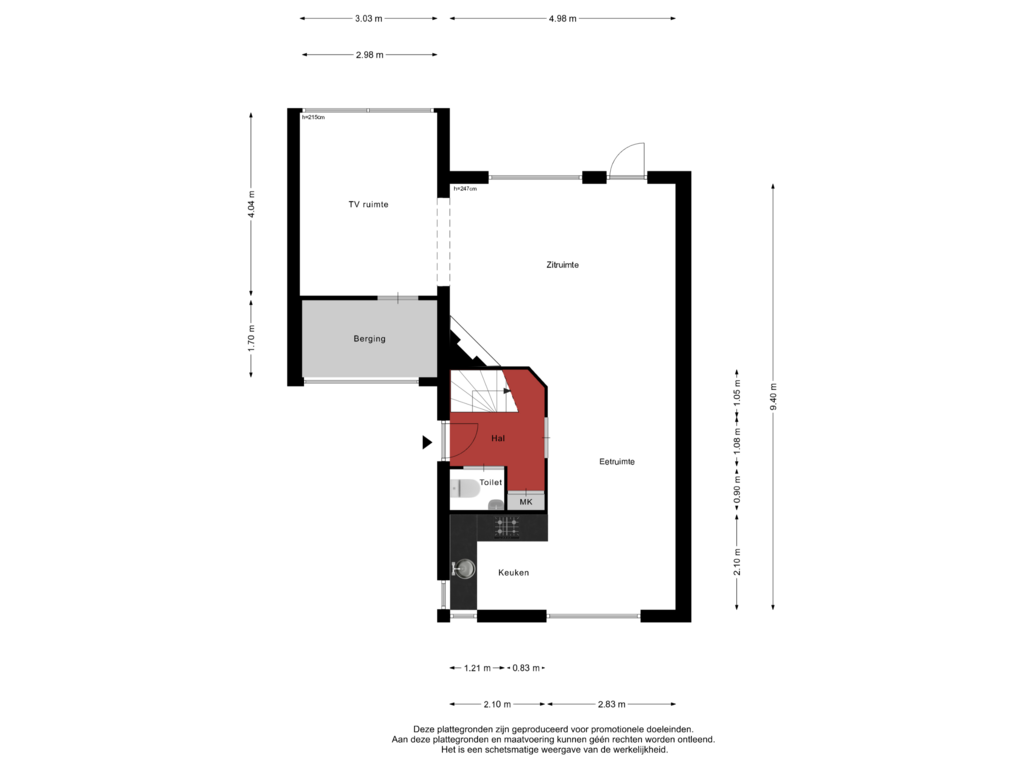 View floorplan of Begane Grond of Van Delenshof 14