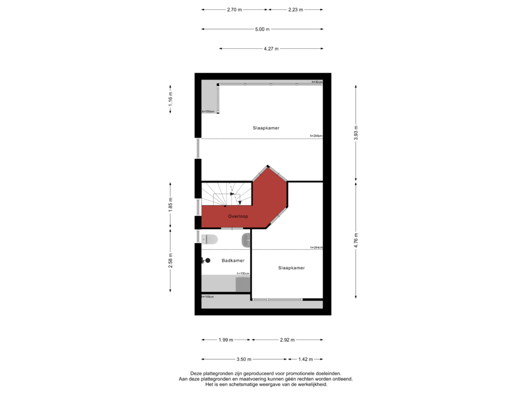 View floorplan of 1e Verdieping of Van Delenshof 14