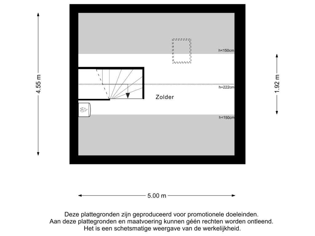 View floorplan of Zolder of Van Delenshof 14