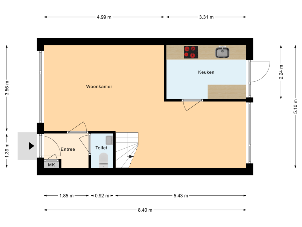 Bekijk plattegrond van Begane Grond van Van Ghentstraat 4