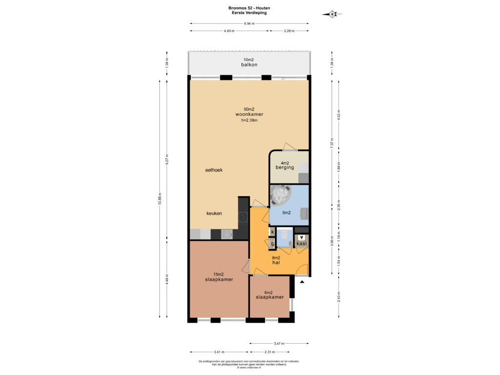 Bekijk plattegrond van EERSTE VERDIEPING van Bronmos 52