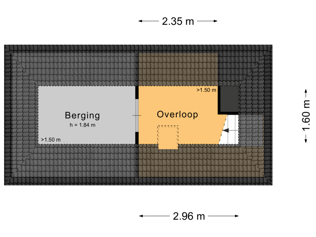 View floorplan of Tweede verdieping of Smidssteeg 3