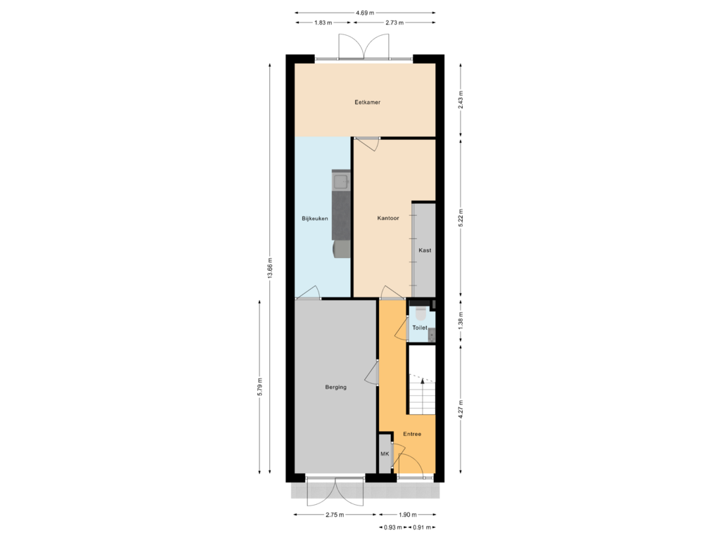 Bekijk plattegrond van Begane grond van Bilderdijkstraat 19