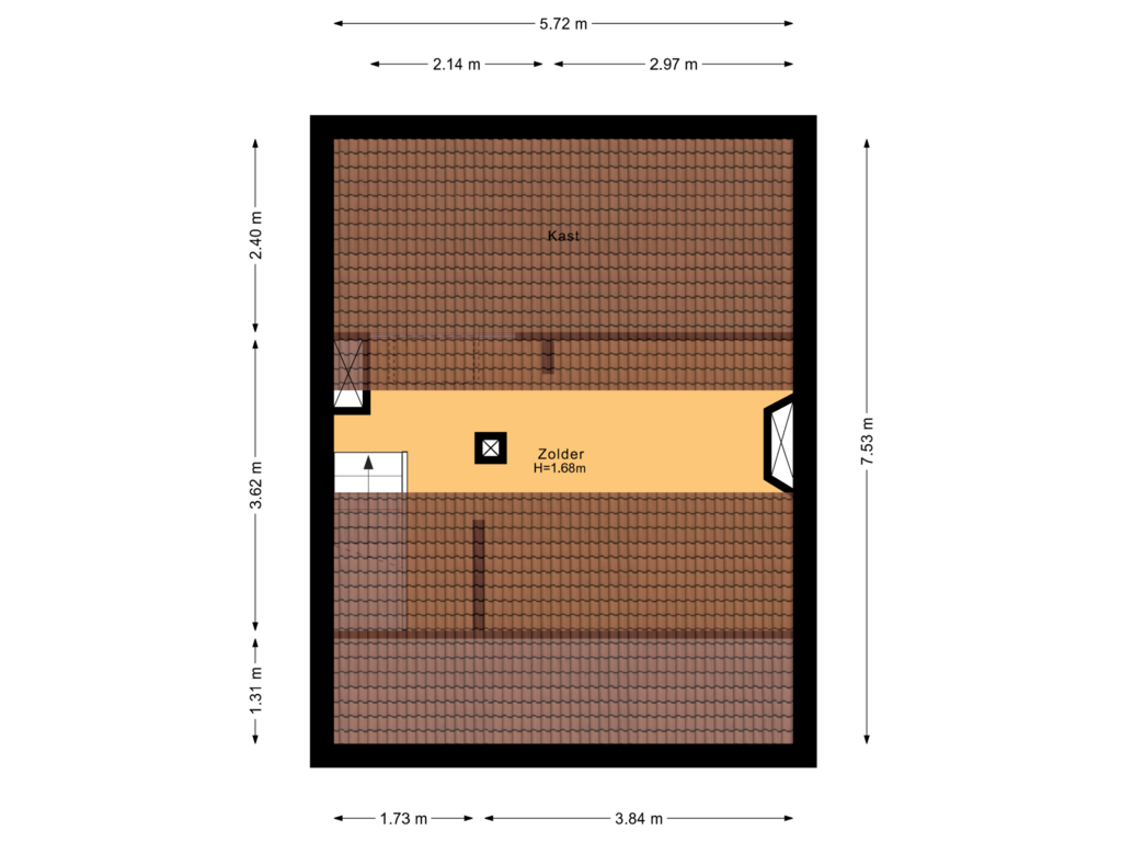 Bekijk plattegrond van Tweede verdieping van Schubertlaan 62