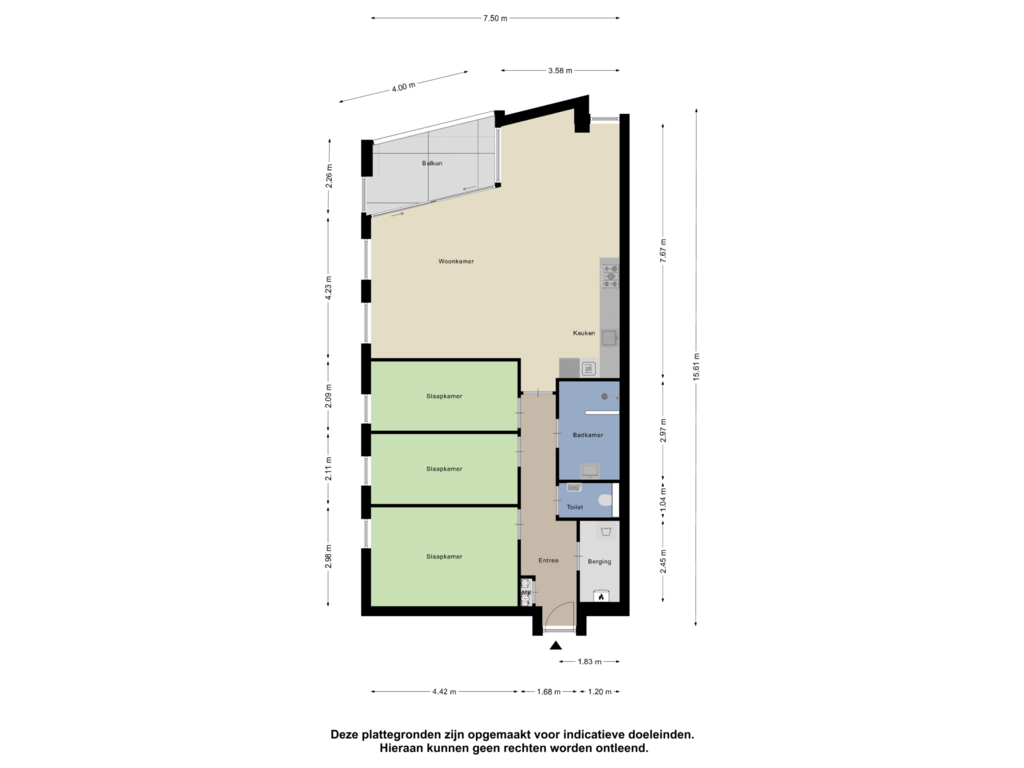 View floorplan of Appartement of Vormerij 49