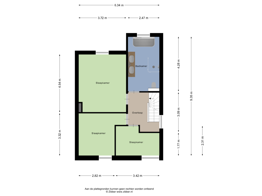 View floorplan of Eerste verdieping of Molenstraat 51