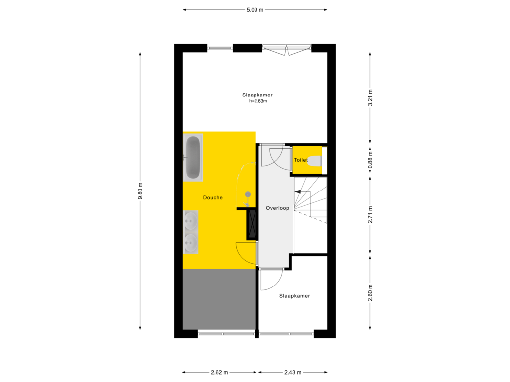 Bekijk plattegrond van 2e Verdieping van Kooikerstraat 21