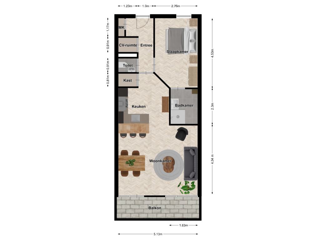 Bekijk plattegrond van Appartement van Locomobielstraat 44