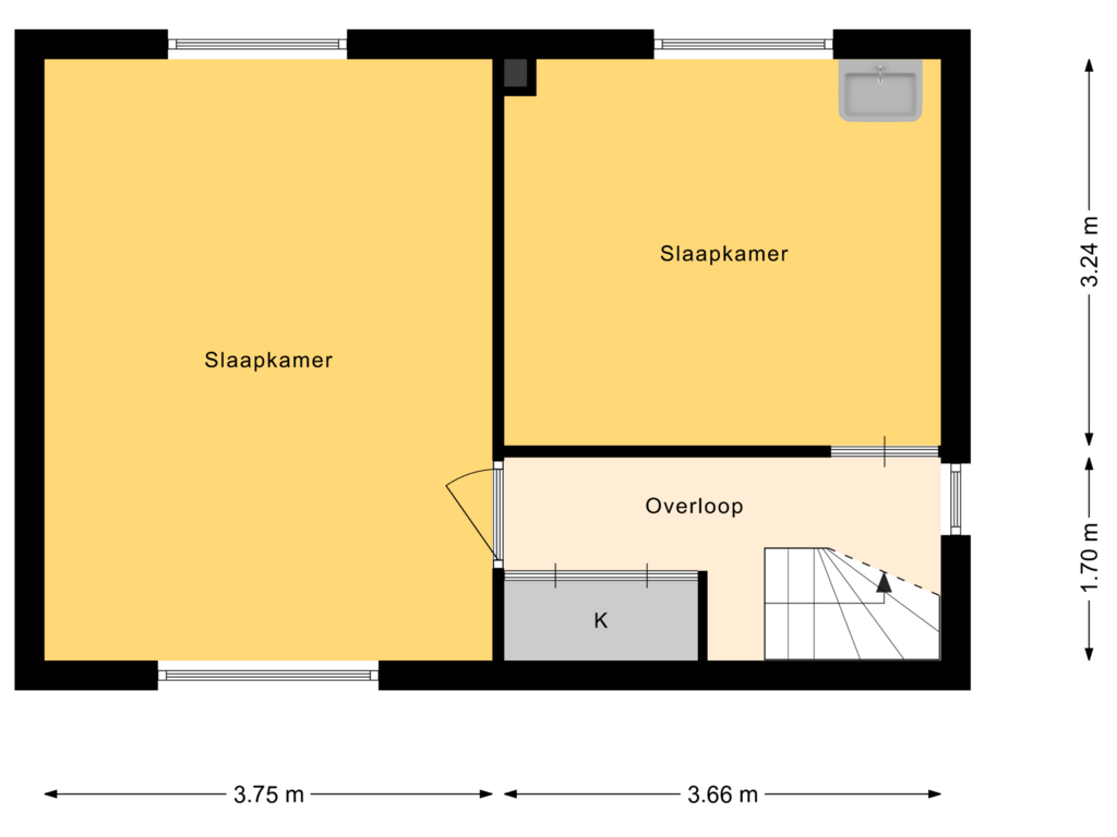 View floorplan of 1e Verdieping of Teerlingstraat 23