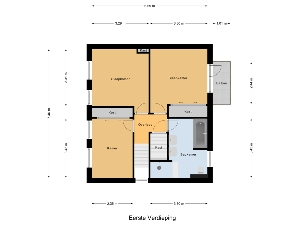 Bekijk plattegrond van Eerste Verdieping van Schouwenburgsestraat 25