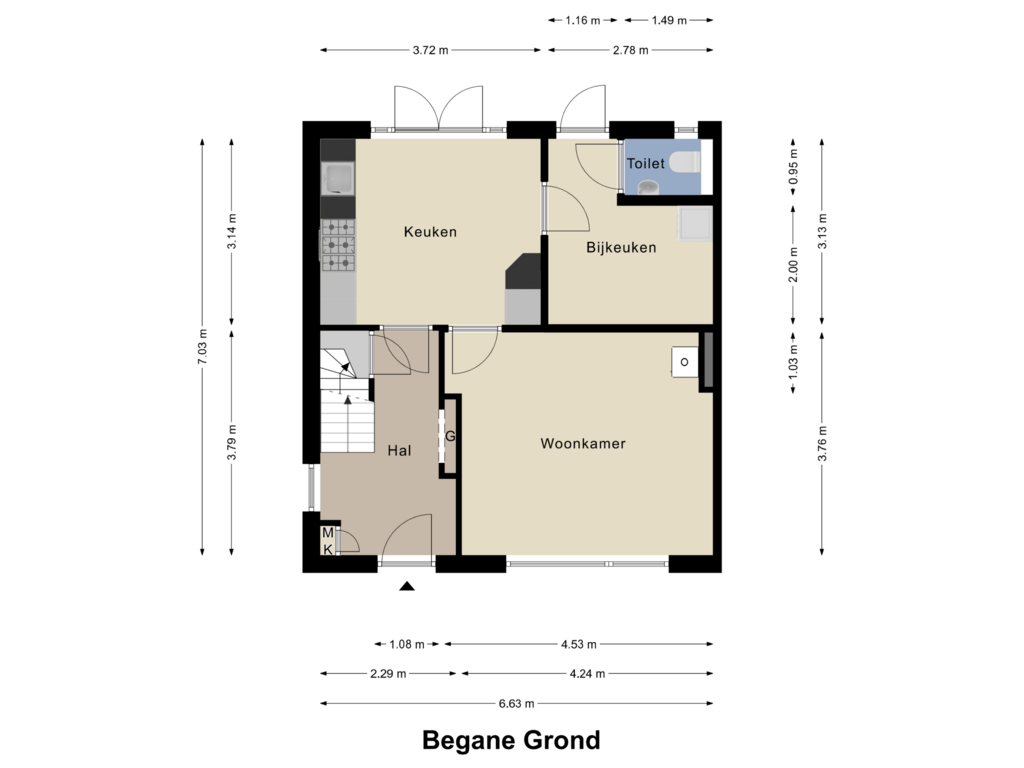 View floorplan of Begane Grond of Bosstraat 9