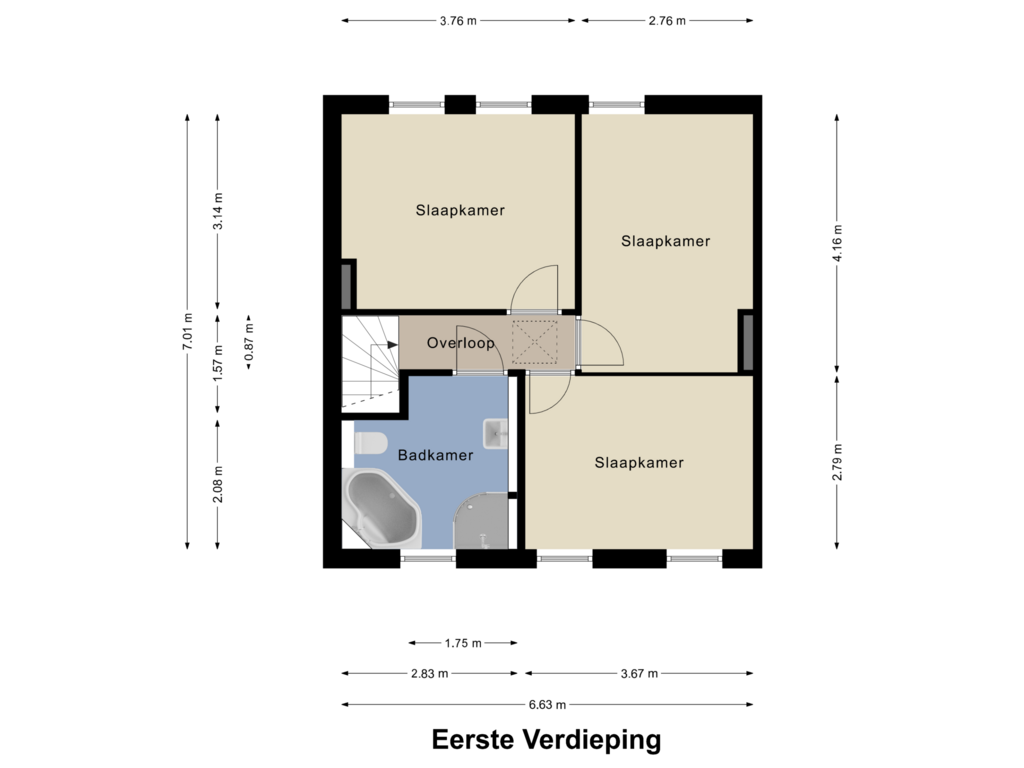 View floorplan of Eerste Verdieping of Bosstraat 9