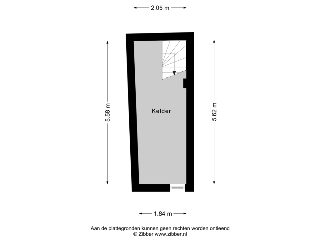 View floorplan of Kelder of Lange Zandstraat 34