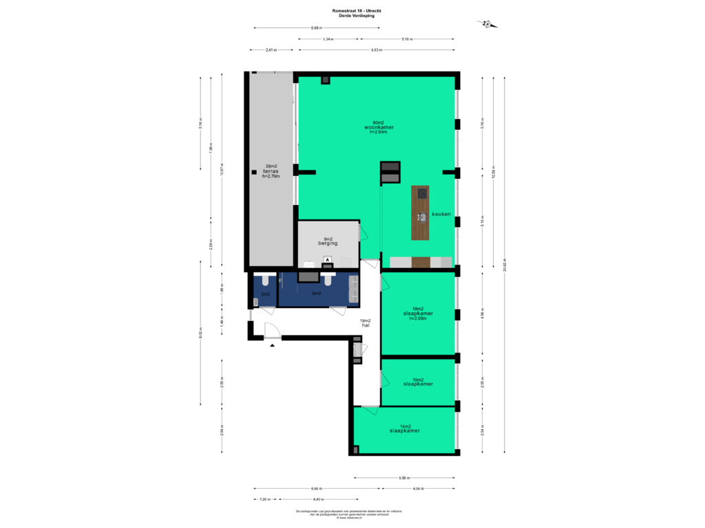 Bekijk plattegrond van DERDE VERDIEPING van Romestraat 18