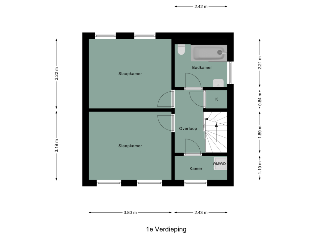 View floorplan of 1e Verdieping of Emmastraat 13