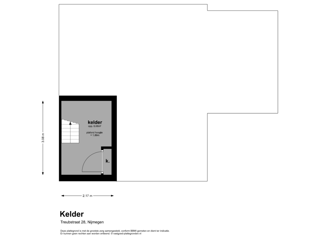 Bekijk plattegrond van kelder van Treubstraat 28