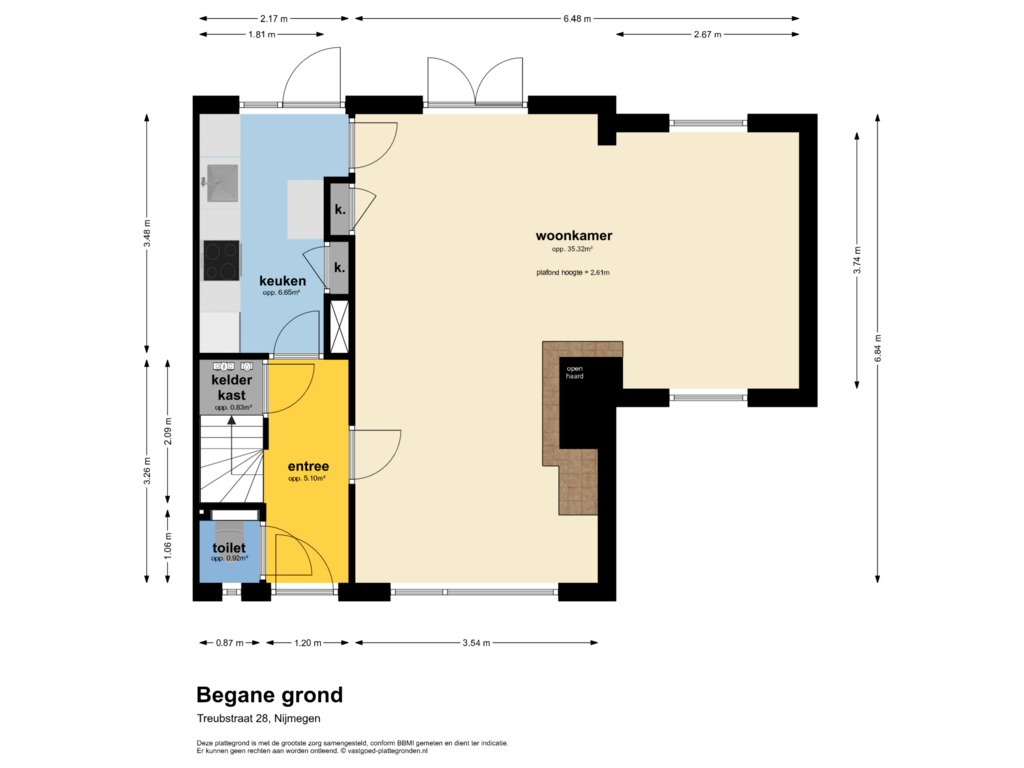 Bekijk plattegrond van begane grond van Treubstraat 28