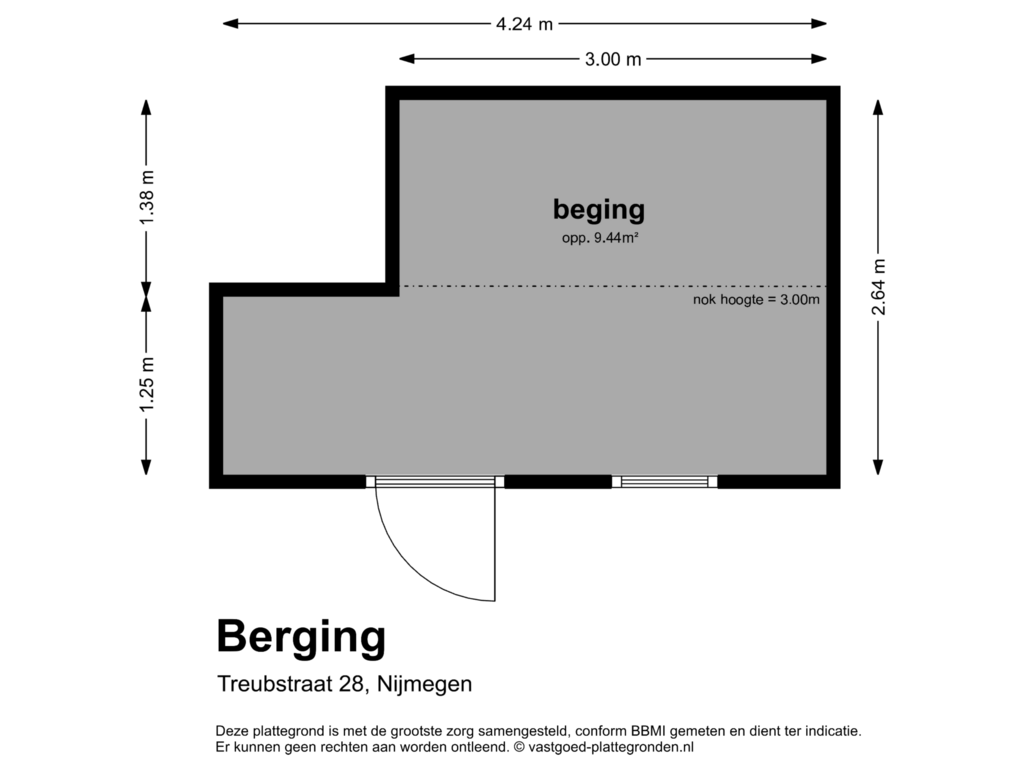 Bekijk plattegrond van berging van Treubstraat 28