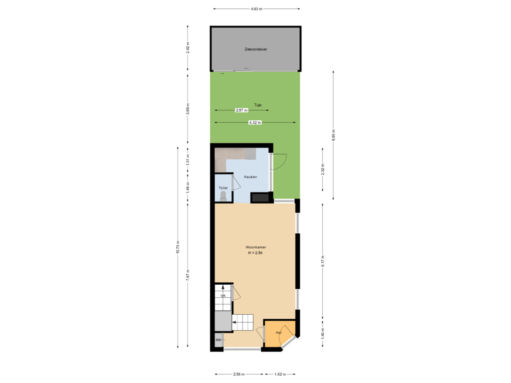 Bekijk plattegrond van perceel van Parallelstraat 21