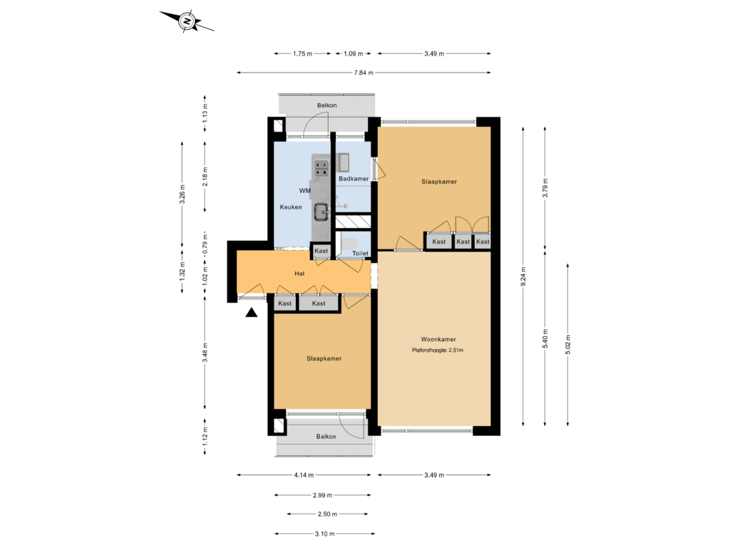 Bekijk plattegrond van Plattegrond van Jeroen Boschstraat 45