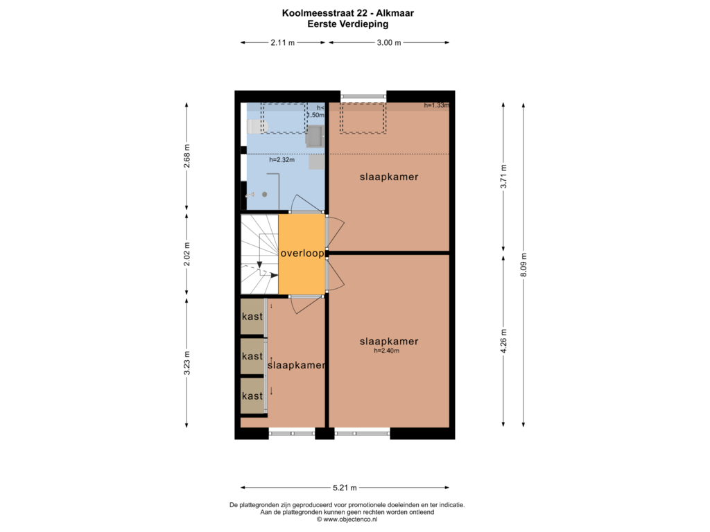 View floorplan of EERSTE VERDIEPING of Koolmeesstraat 22