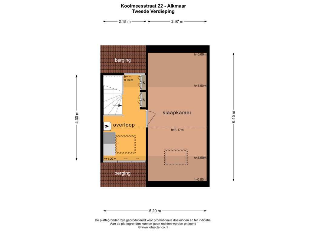 View floorplan of TWEEDE VERDIEPING of Koolmeesstraat 22