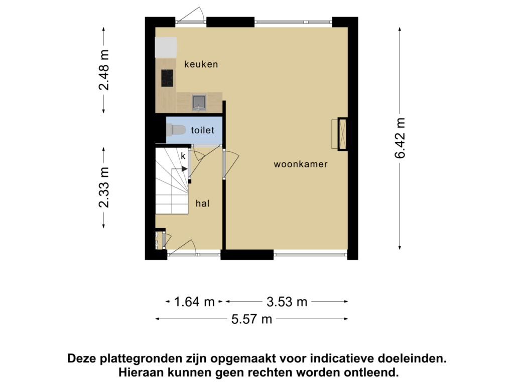 View floorplan of begane grond of Land van Ravensteinstraat 18